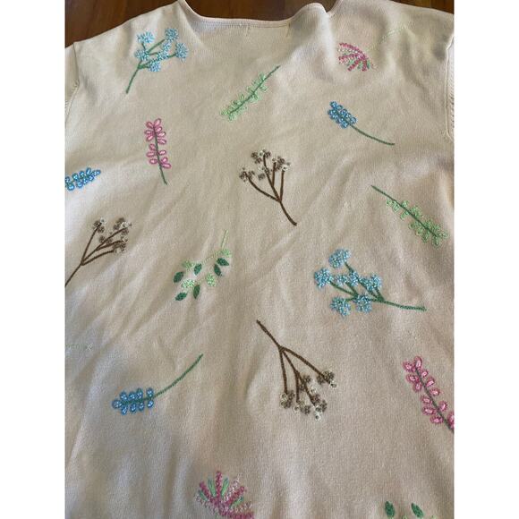 Vintage Embroidered Floral Cardigan Sweater CottageCore Feminine Dainty Large - Picture 5 of 6